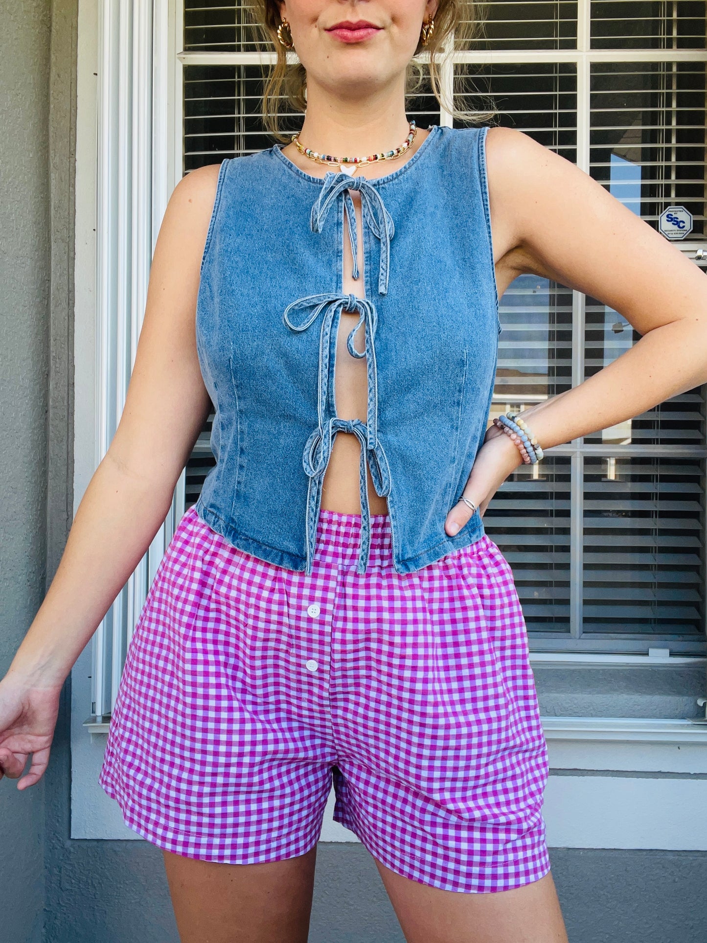 Beverly Bow Denim Top