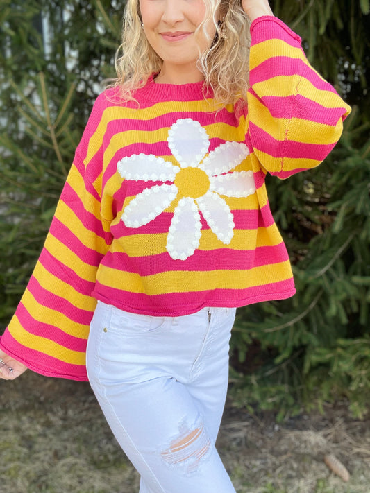 Retro Daisy Summer Sweater