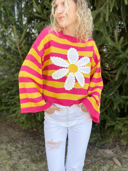 Retro Daisy Summer Sweater