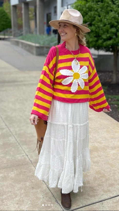Retro Daisy Summer Sweater